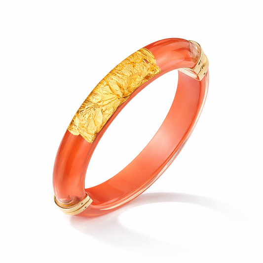 SAMPLE SALE - Large Gold Leaf Thin Cabochon Lucite Bangles